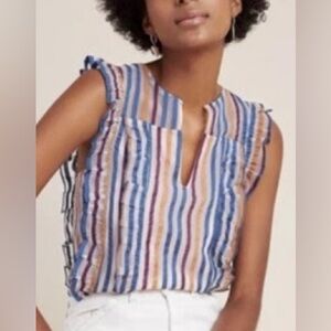 Anthropologie Maeve Multicolor Striped Blouse size 12